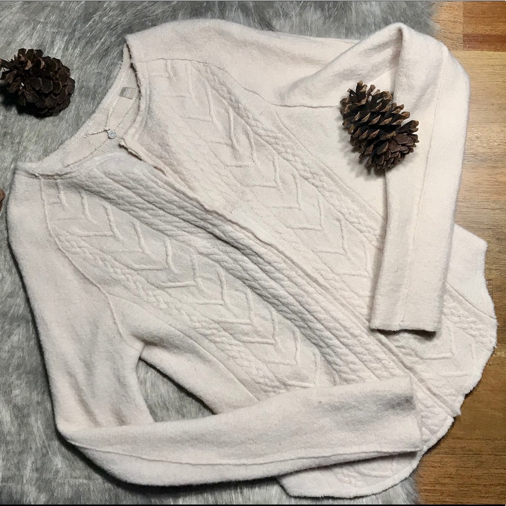 Anthropologie 100% wool knit light pink cardigan S
